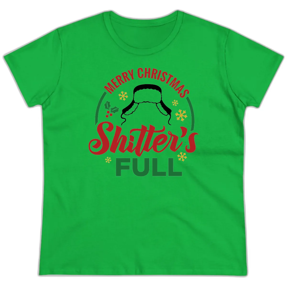 Christmas Shitter's Full Graphic Ladies Tee in Irish Green